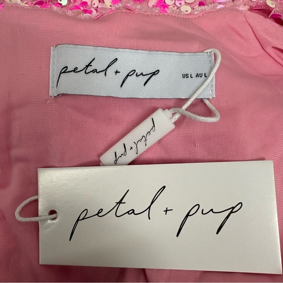 Women's Petal + Pup Pink Sequin Cutout Mini Dress L - Picture 8 of 9